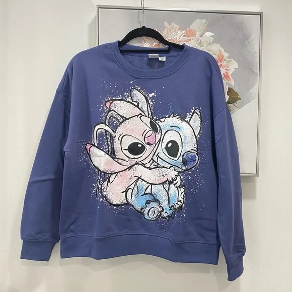 Disney Sweaters New Disney Stitch And Angel Couple Prin
